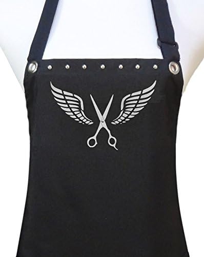 Trendy Salon Aprons Polyurethane Waterproof Hair Stylist Apron, Scissor Wings (Silver)