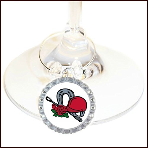 Kentucky Derby Wine Glass Charms - Kentucky Derby Glass Identifier Tags - Horse Charms - 9 Wine Charms/pack