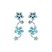 Glamorousky Blue Flower Shape Earrings with Blue Austrian Element Crystals