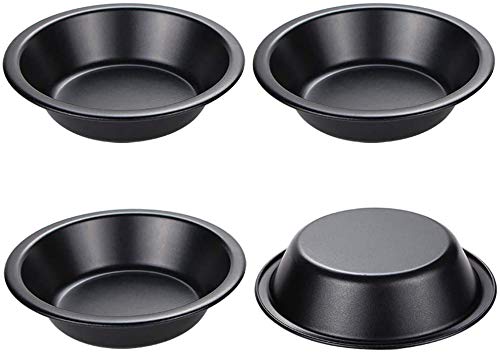 webake Individual Pie Dishes Round Mini Tart Tins 12 cm Non-Stick Coating Quiche Baking Moulds Set of 4