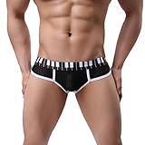 NEARTIME Men's Underwear, Thin Boxers Light Men Shorts Briefs Musical Note Type (M, Black)