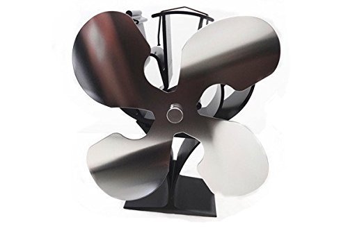 New designed 4 Blades Heat Powered Stove Fan for Wood / Log Burner/Fireplace - Eco Friendly(Nickel)