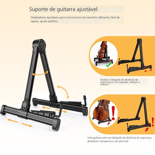 VEDO Suporte dobrável para múltiplos instrumentos – Dobrável para guitarras elétricas, guitarras acústicas, ukuleles, violinos e banjos – Portátil e leve