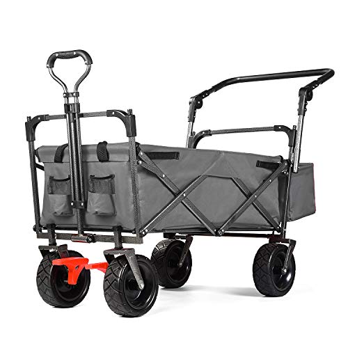 EXTEC Push and Pull Folding Stroller Wagon Collapsible with Canopy with