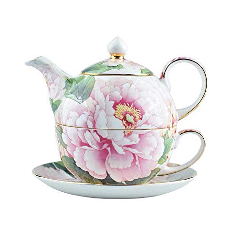 TANGIST Glass Heatresistant Tea Set Bone China, Teapot and Teacup