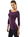 PattyBoutik Women's Boat Neck Raglan 3/4 Sleeve Blouse (Dark Purple L)