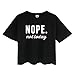 YITAN Women's Fashion Funny Tees Graphic Loose T shirt Cute Relaxed Split Crop Top Black Small