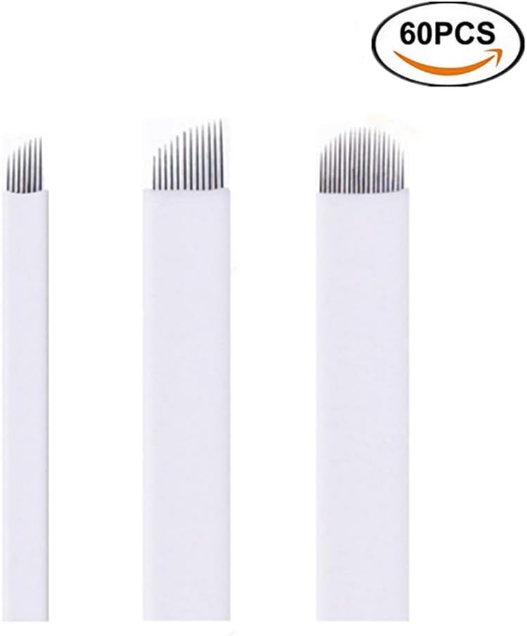 Microblading Needles - Unihubys 60pcs S7,S12,U18 Assorted Permanent Makeup Manual Eyebrow Tattoo Needle Microblading Blades,Microblading Kits