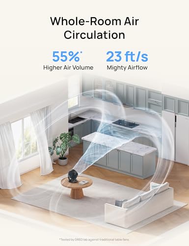 DREO Ventilador de Escritorio para Habitación, Ventilador Portatil con 3 Velocidades, Flujo 21,3m, Ventilador Silencioso 28dB, Ajuste Vertical Manual de 120°, Ideal para Hogar, Oficina Cocina, Negro