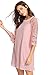 MAKEMECHIC Women's Casual Crewneck Half Sleeve Summer Chiffon Tunic Dress Pink S