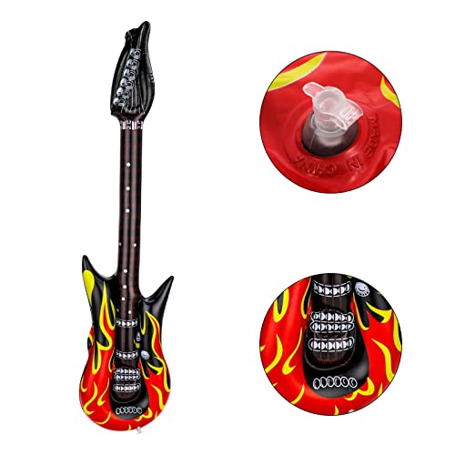 Excefore Inflatable Guitar, Waterproof Flame Inflatable Guitar, Reusable Inflatable Rock Guitar â€‹â€‹for 80s 90s Musical Themed Party, Adults Kids Birthday Party and Photo Booth Props