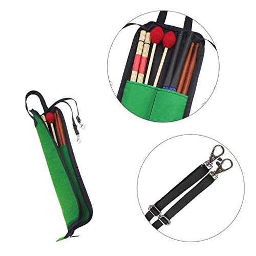 Potelin Drumstick Bag Waterproof Storage Bag Instrument Accessory Case For Drum Sticks Holder (Green)