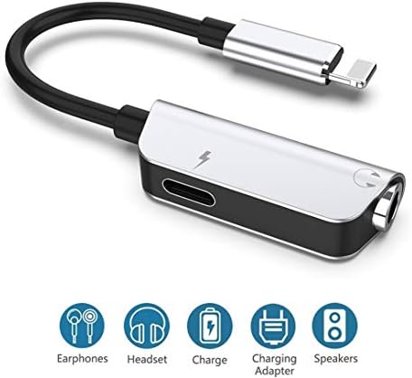 for iPhone 3.5mm Headphone Jack Adapter for iPhone Xs/Xs Max/XR/ 8/8 Plus / 7/7 Plus Headphone Splitter Earphone Adapter for iPhone Dongle 2 in 1 Chargers & Audio Charger Cable Support All iOS System