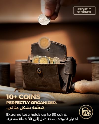 LORZOR Men's AirTag Wallet Genuine Leather RFID Blocking Minimalist Front Pocket Wallet with AirTag Slot, Large Capacity Coin Pocket, and Patented Magnetic Closure – Ideal Gift for Men