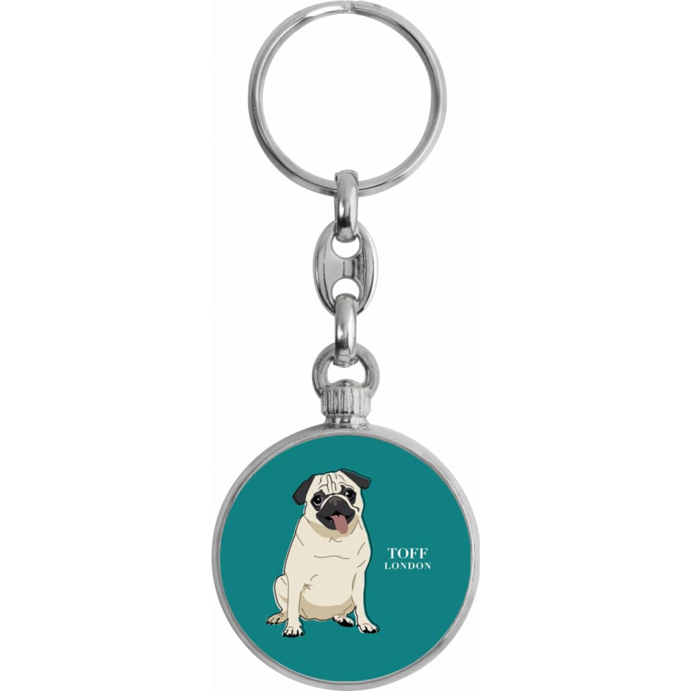 Toff London Beige Pug Dog Keyring