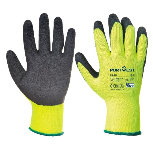 Portwest A140 Work Gloves Cold Weather Thermal Latex Grip Protection