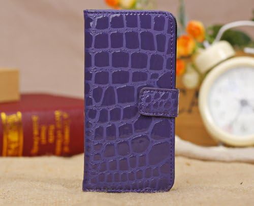 SFBAY Pro Alligator Croco Skin PU Leather Wallet Purse Hard Stand Flip Hard Cover Case Protector for Apple iPhone 5C + Film + Pen (Purple)