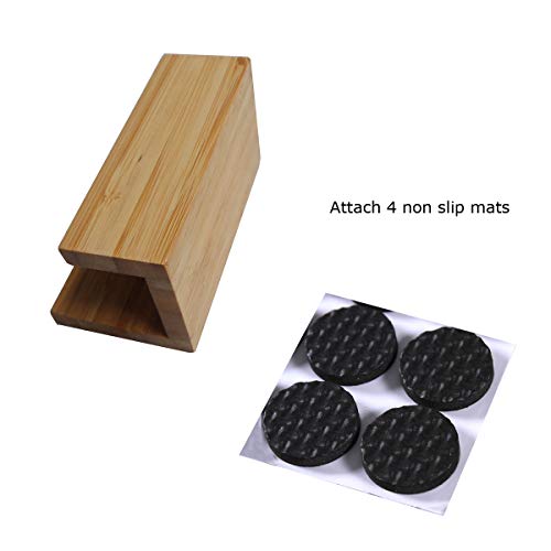 Enyuwlcm Bamboo Wood Desktop Business Card Holder Display for Desk Sturdy Business Card Stand for Office Tabletop Counter Organizer 2 Pack