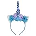HMGOOD Unicorn Headband, Unicorn Horn Photo Props Cosplay Headdress Ears Flower Headband for Halloween Christmas Party Birthday Cosplay Costume