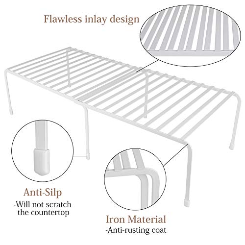 Himetsuya Kitchen Cabinet Organizer,Metal Expandable Kitchen Counter and Storage Cabinet Shelf, Stackable Dish Organizer for cabinets, Pantry Shelves, Bowls, Mugs, Set of 2ï¼ˆL 12.8"-22"ï¼‰