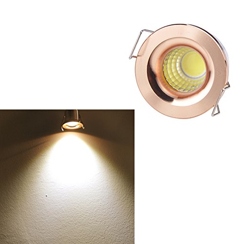 Elitlife 5Pack COB Mini Closet Lights with the 3W light bulb Rose gold Cabinet Light ceiling light fixtures For wine cabinet/cabinet/Closets/showcase /ceiling lighting (Warm White)