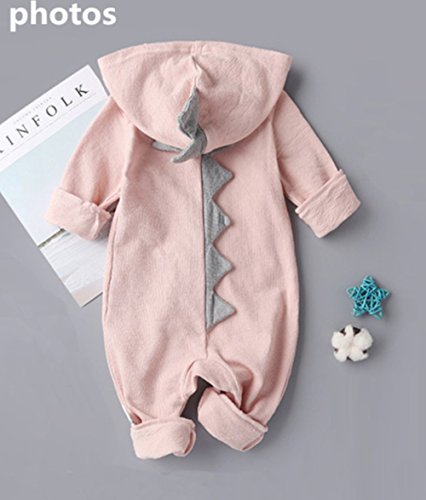 Newborn Baby Boys Girls Cartoon Dinosaur Hoodie Romper Onesies Jumpsuit Outfits Size 3-6Months/66 (Pink)