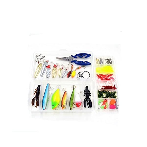 Isafish-101-pcs-Fishing-Lure-Kit-Combo-Including-Fish-Hooks-HardSoft-Bait-And-Other-Saltwater-Freshwater-Lures-for-Fishing-With-Tackle-Box-White
