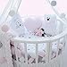 LOAOL Baby Crib Bumper Knotted Braided Plush Nursery Cradle Decor Newborn Gift Pillow Cushion Junior Bed Sleep Bumper (4 Meters, White-Gray-Rose)
