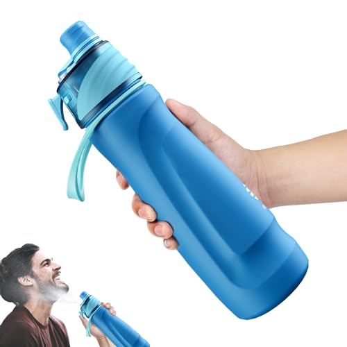 magcheer 750ml Insulated Metal Spray Water Bottle | Stainless Steel Water Bottle with Spray Mist | Leakproof Misting Drinking Bottle for Cycling Hiking Outdoor Sport Hydration Cooling(Blue)