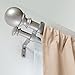 Amazon Basics 1-Inch Double Extendable Curtain Rods with Round Finials Set, 36 - 72 Inches, Nickel