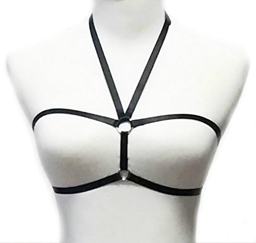 Walemy Harness Bra,Gothic Style Sexy Elastic stainless steel ring Cage Bra Strappy