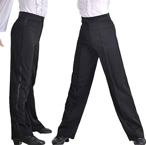 Professional Men Black Latin Dance Pants Boys Adult Satin Ballroom Dance Pants Salsa Tango Rumba Samba Cha Cha Latin Trousers