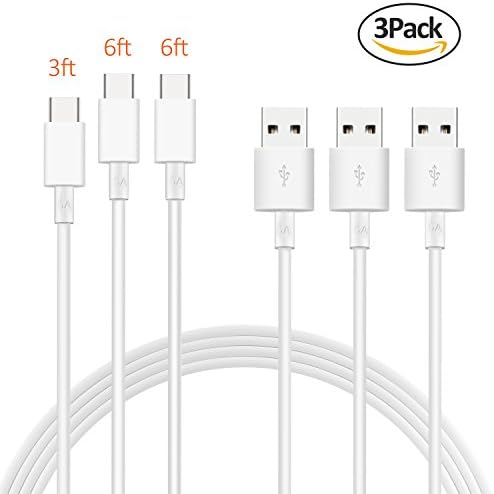 USB Type C Cable,USB A 3.0 to USB-C Fast Charger(3Pack 3ft 6ftx2 )USB C Cable for Samsung Galaxy S9 S8 Plus Note 8,Moto Z Z2,LG V30 V20 G5 G6,Google Pixel 2 3 XL,OnePlus 5 3T 2 and More(White)