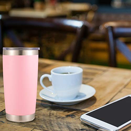 DOMICARE 20oz Stainless Steel Tumbler with Lid, Double Wall Vacuum Insulated Travel Mug, Durable Powder Coated Insulated Coffee Cup, 8 Pack, Pink - Thumbnail 7