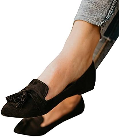 YouBens Women Grand Tassel Penny Loafer Flat Shoes