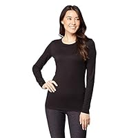 Womens Lightweight Baselayer Crew Top, Black, Size Large