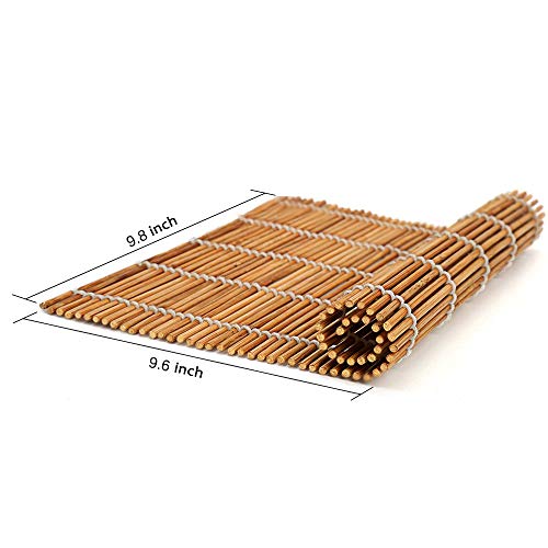 Bamboo Sushi Making Kit-2 Carbonized Bamboo sushi Rolling Mats,5 Pairs Chopsticks,1 Rice Paddle,1 Rice Spreader,1 Storage Bag-Complete Sushi Maker for Beginner-Beginner Guide PDF Included