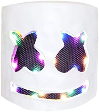DJ Mask, Music Festival Helmets, Full Head Masks Halloween Party Props Costume Masks White (LED Light up)