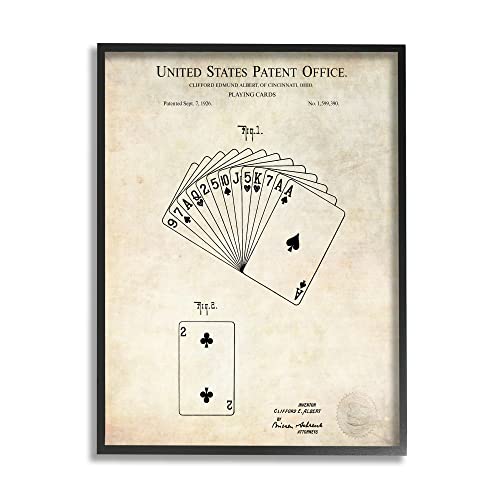 Stupell Industries Vintage Playing Cards Patent Diagram Blueprint Text, Design…