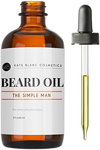 Beard Oil &amp; Leave-in Conditioner (2oz) - The Simple Man by Kate Blanc. Unscented. Faster Beard Growth &amp; Softer Fuller Beard, Relieves Itchiness, Flakes, Dandruff. Jojoba &amp; Argan Oil