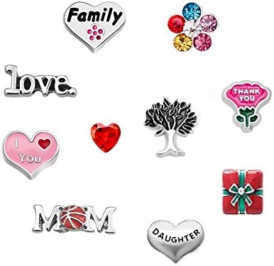 Mother's Day Gifts 10 Pcs Mom Family L Love You Floating Charms For Glass Living Memory Lockets Necklace &amp; Bracelet