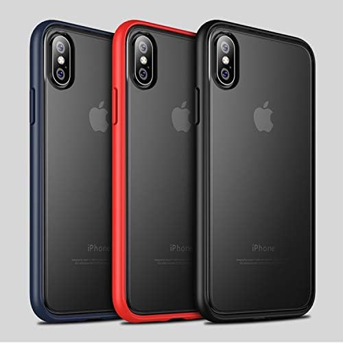 VALKVIO Compatible for XS MAX Case, Matte iPhone Xs MAX Case, Slim Fit Hard Back Cover + Flexible Soft TPU Bumper Protective [Shock Absorption] for iPhone 6.5 inch - [Matte Black] [Semi-Transparent]