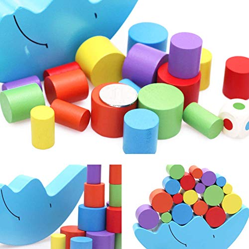 image for SITELLY Interesting Wooden Moon Balancing Frame Colorful Block Buildin