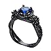 Bamos Jewelry Womens Lab Blue Bright Stone Ring Promise Wedding Engagement Gift Black Gold Plated Womens Rings Size 7