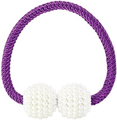 longyitrade Faux Pearl Beads Ball Magnetic Curtain Buckles Tieback Holder Bedroom Home Decor - Purple