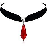 YZMOXNL Dropping Blood Necklace Red Crystal Gems Pendent Choker Gothic Black Velvet Collar Vampire Halloween Jewelry Gift for Women