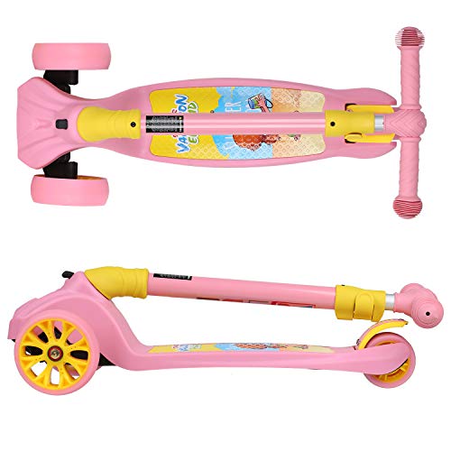 VOKUL Kick Scooter for Kids, 3 Widen Flashing PU Wheels, Adjustable Height Kids Scooter with a Easy Folding System, Best Gift for Kids Age 3+