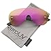 Futuristic Rimless Frame Mono Lens Aviator Shield Sunglasses 71mm (Black/Magenta Mirror)