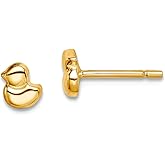14k Solid Yellow Gold Duck Post Earrings 4.6mm long Stud Earring for Women