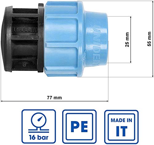 MDPE PE Wasserrohrstopper, Endstück, Kunststoff, Klemmverschraubung, 25 mm – Bild 6